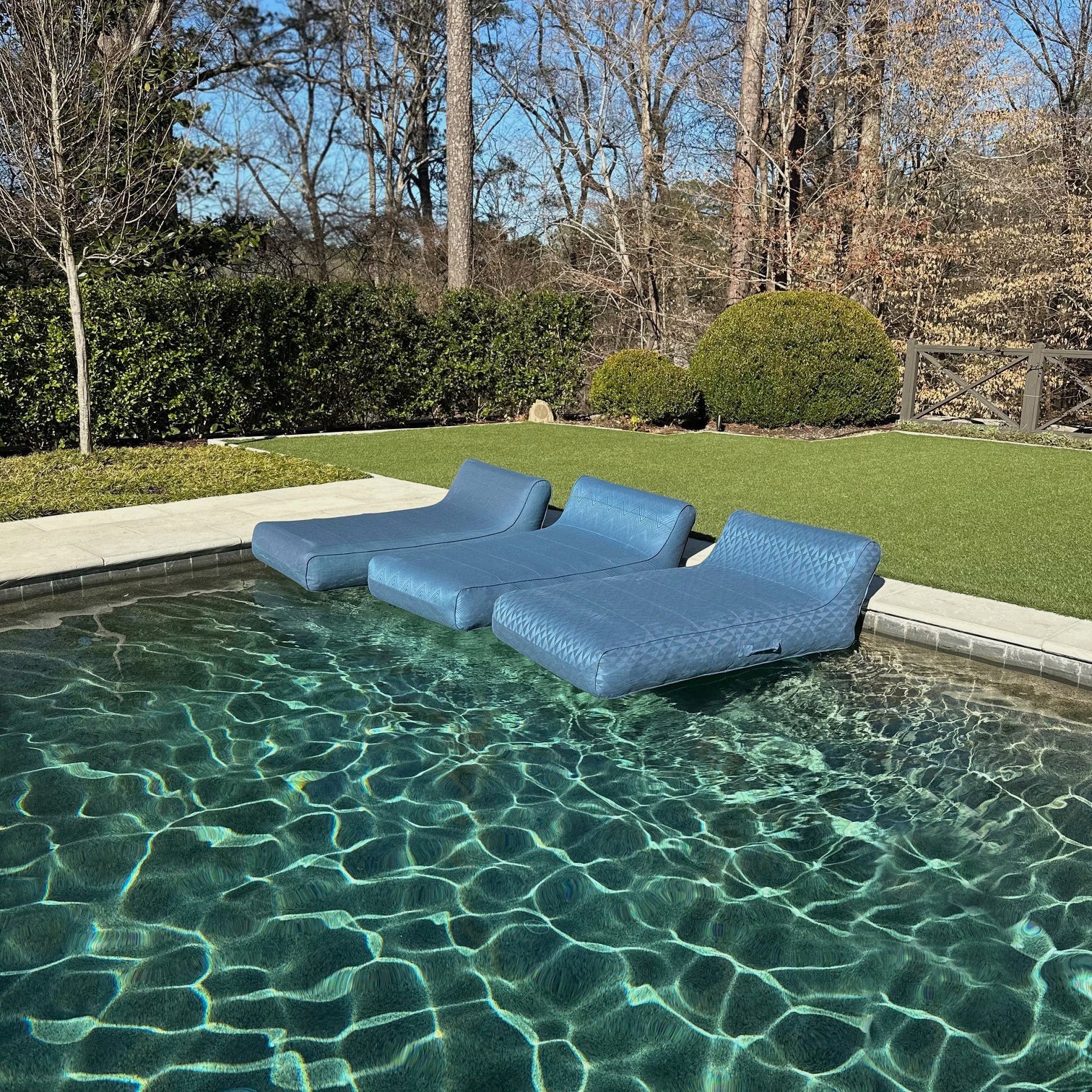 Luxe Linen-Like Inflatable Pool Lounge-Marine Zag Birch & Brie