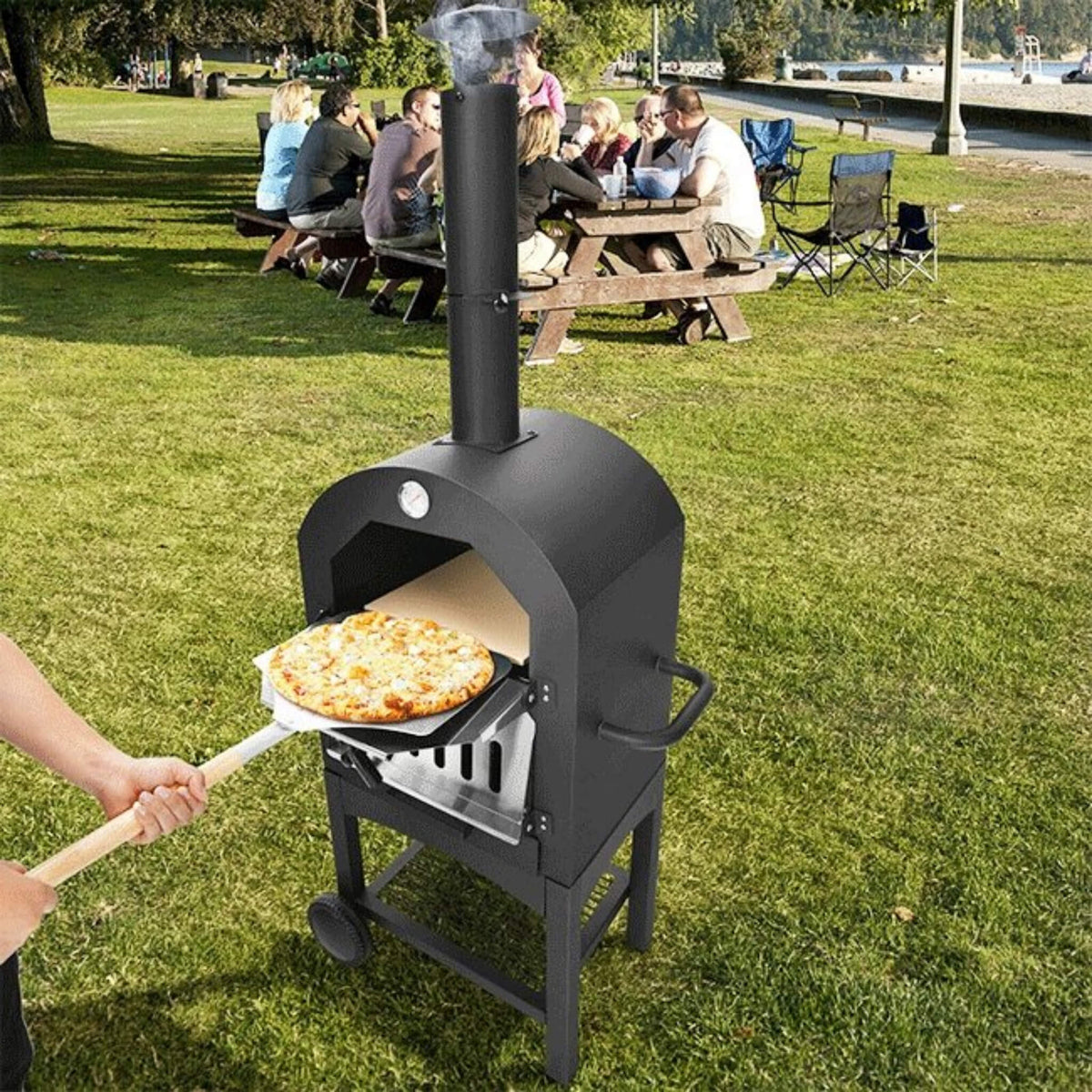 Portable Outdoor Wood Fired Pizza Oven W/ Pizza Stone & Waterproof Cover (SAK82635) SAKSBY WHOLESALE