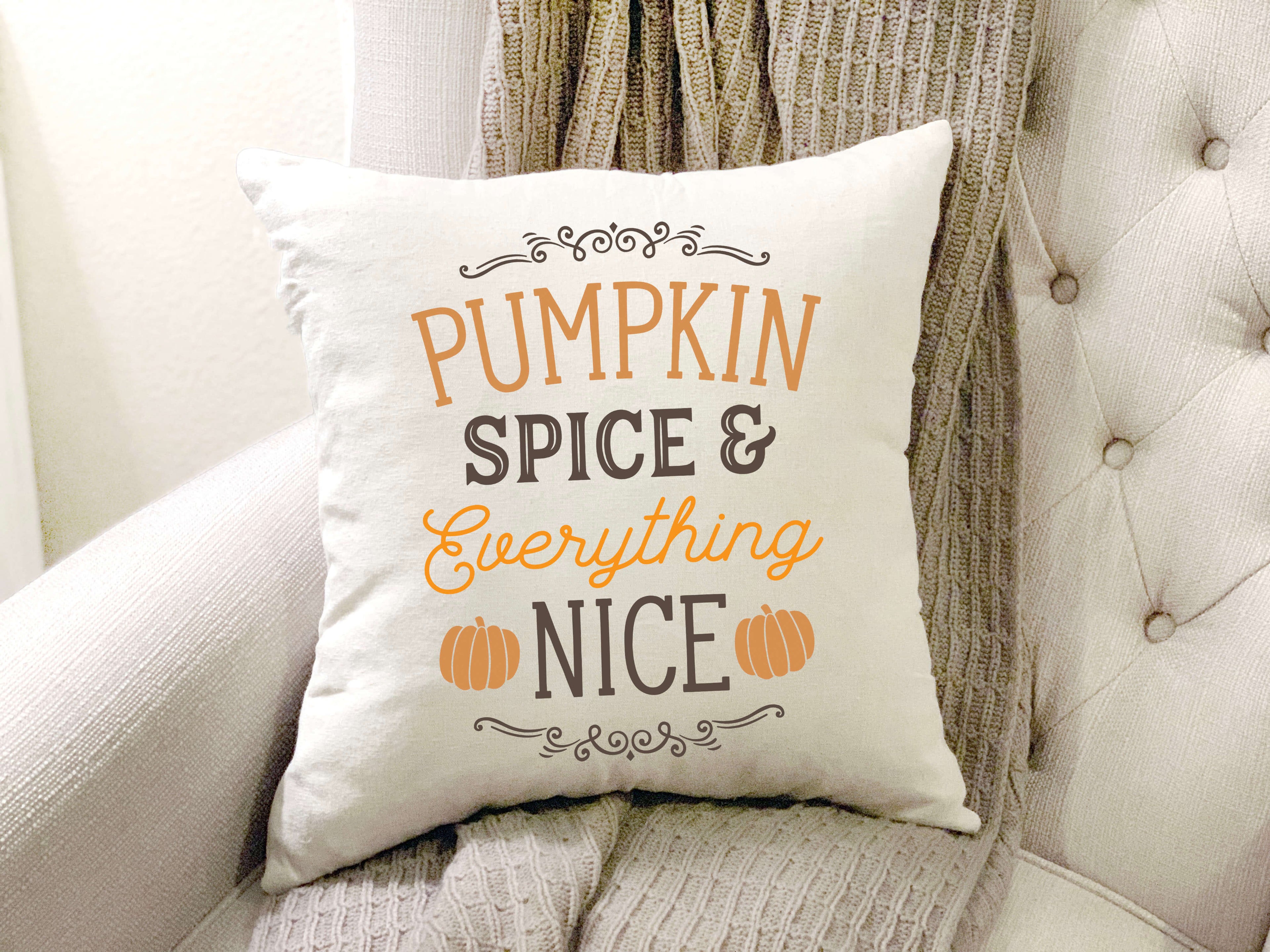 Pumpkin Spice Pillow Cover 18x18 inch Cotton and Crate