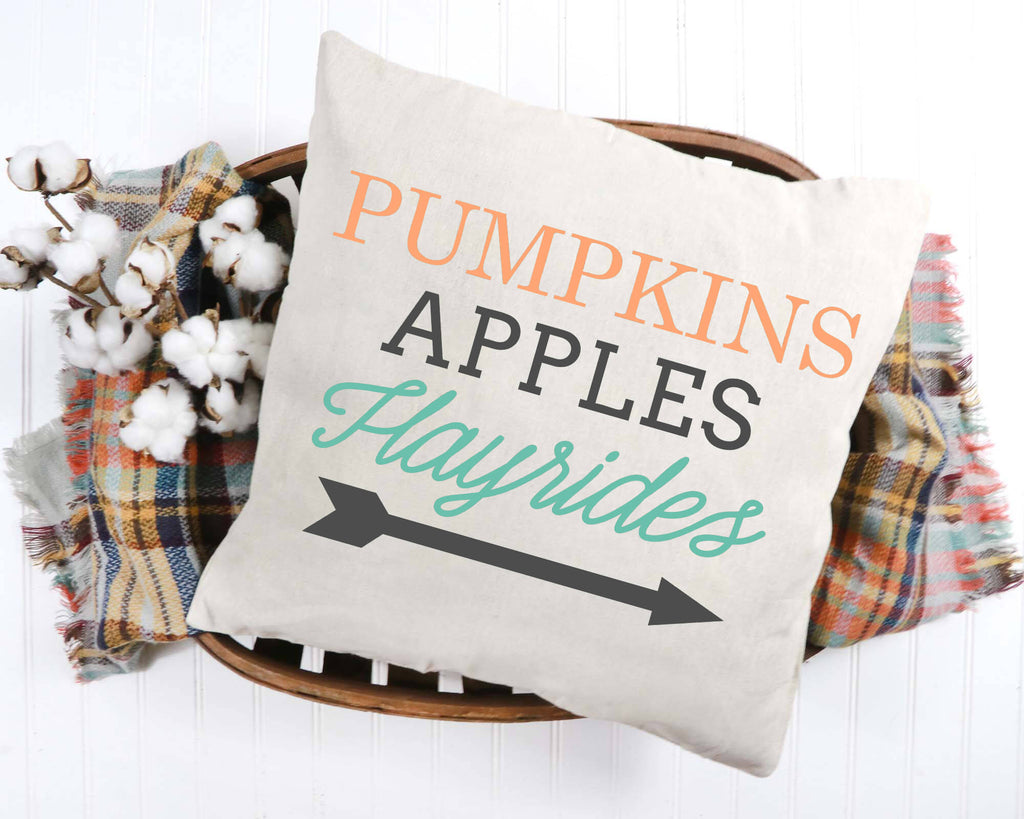 Pumpkins Apples Hayrides Pillow Cover 18x18 inch Cotton and Crate