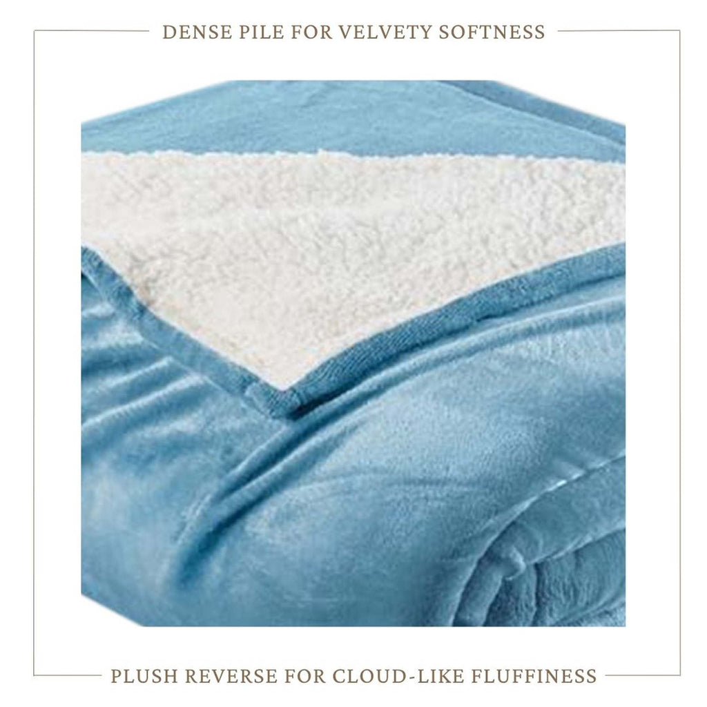 Velvet Plush Sherpa Bed Blanket - Sherpa Fleece Collection Great Bay Home