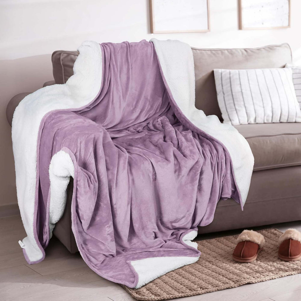 Velvet Plush Sherpa Bed Blanket - Sherpa Fleece Collection Great Bay Home