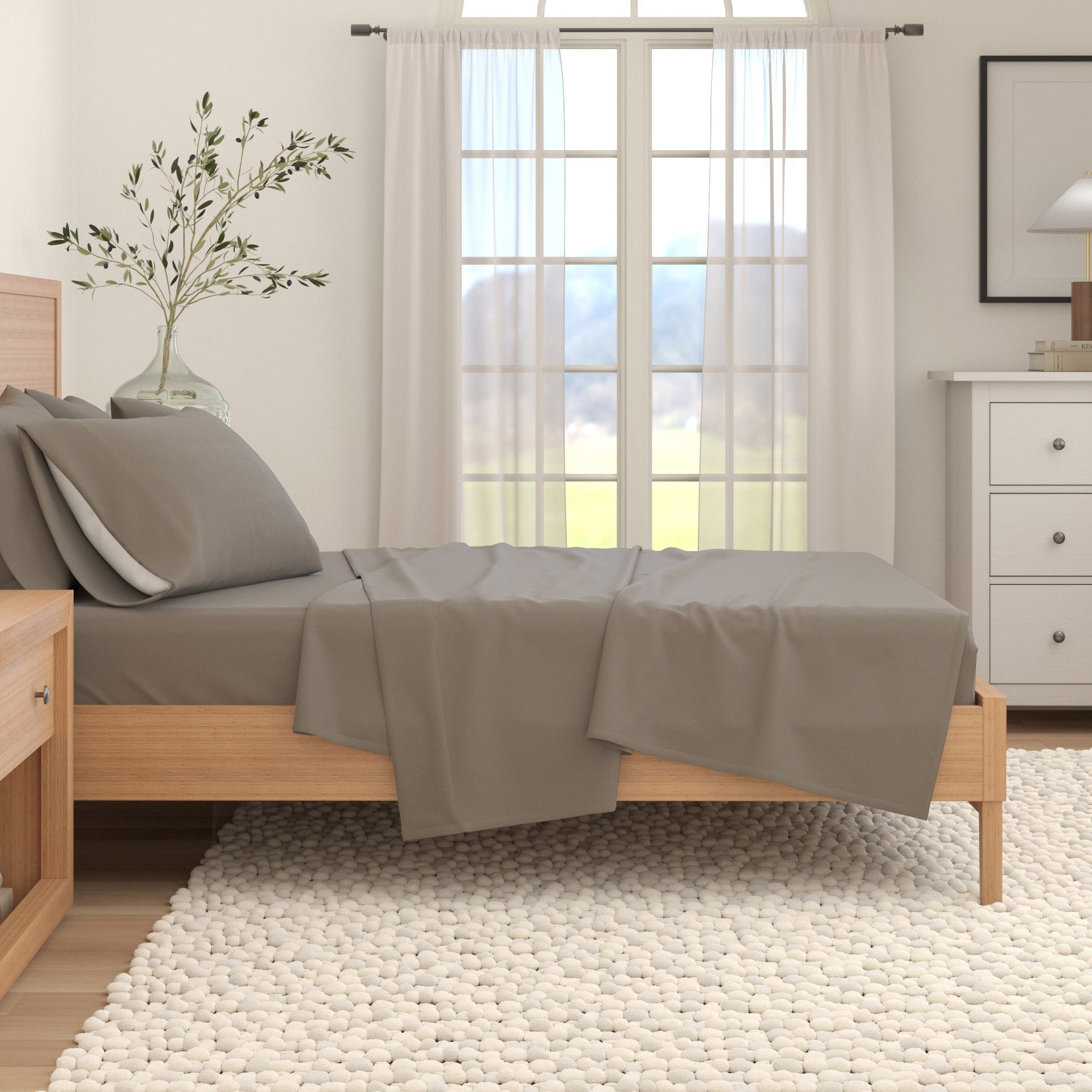 Cotton Solid Flannel Sheet - Nordic Collection Great Bay Home