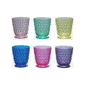Acrylic Footed Short Drinking Glass with Raised Dots Rust & Cinder