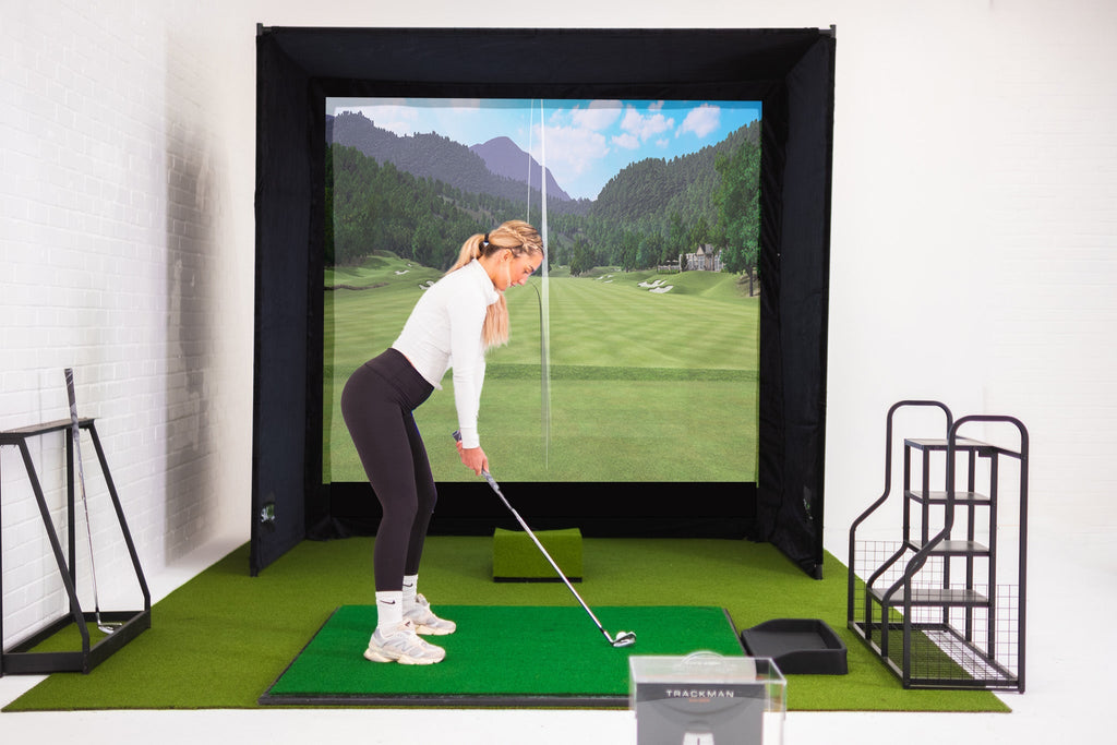 SimBox Golf Simulator Enclosure - 7 sizes, Pro + Impact Screen and Frame INCLUDES FREE SIDE BARRIERS GolfbaysUSA