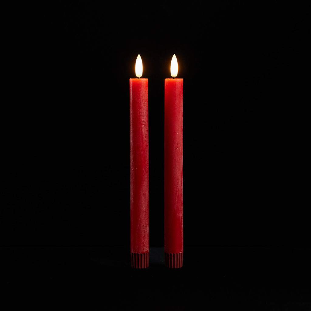 Red 3D Flameless Taper Candles (Set of 2) Rust & Cinder