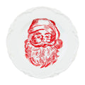 Red Santa Face Toile Dessert Plate Rust & Cinder