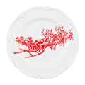 Red Santa's Sleigh Toile Dessert Plate Rust & Cinder