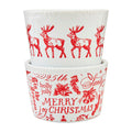 Red Toile Christmas Tidbit Dish Set (Set of 2) Rust & Cinder