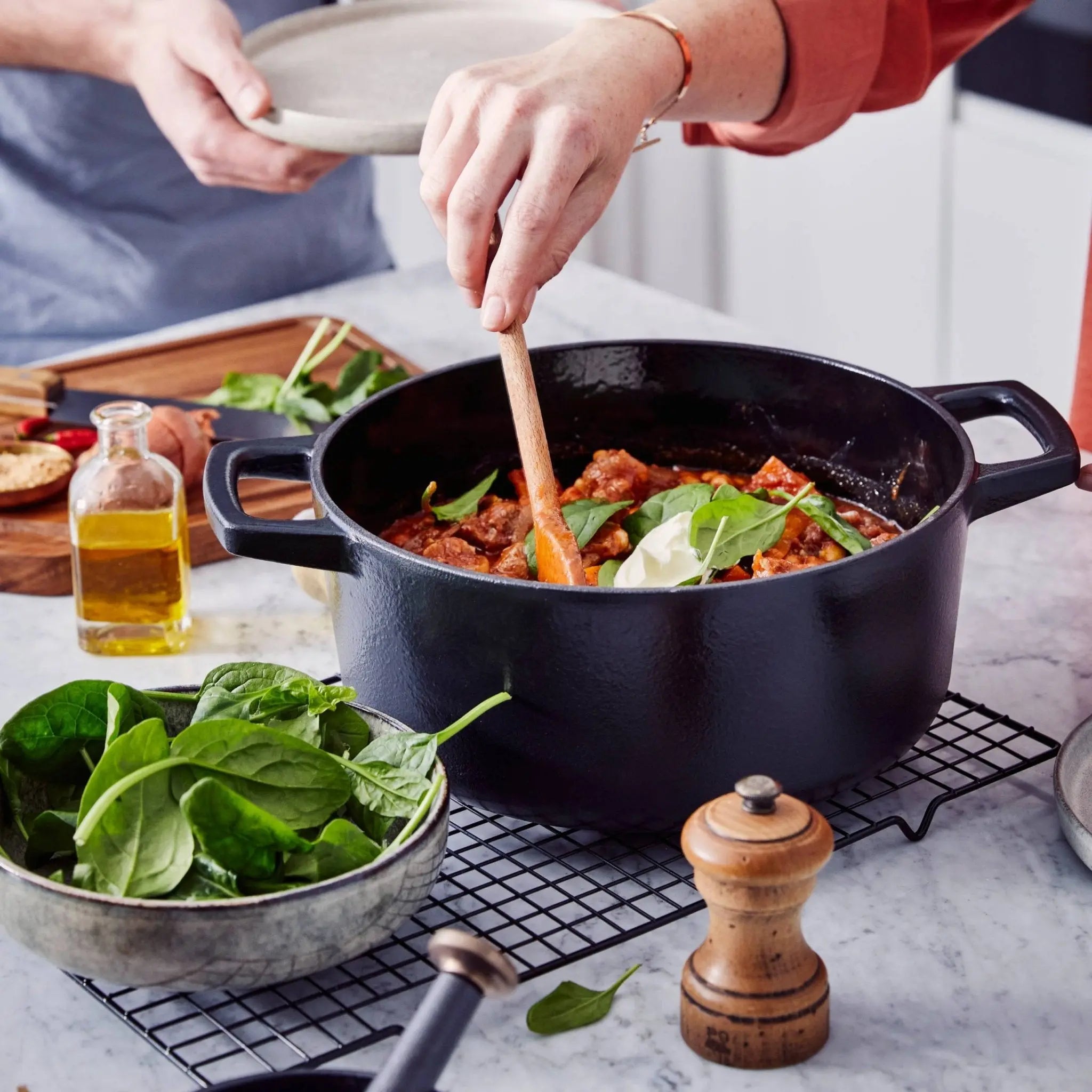 Enameled Cast Iron Round Dutch Oven, 5-Qt Alva Cookware