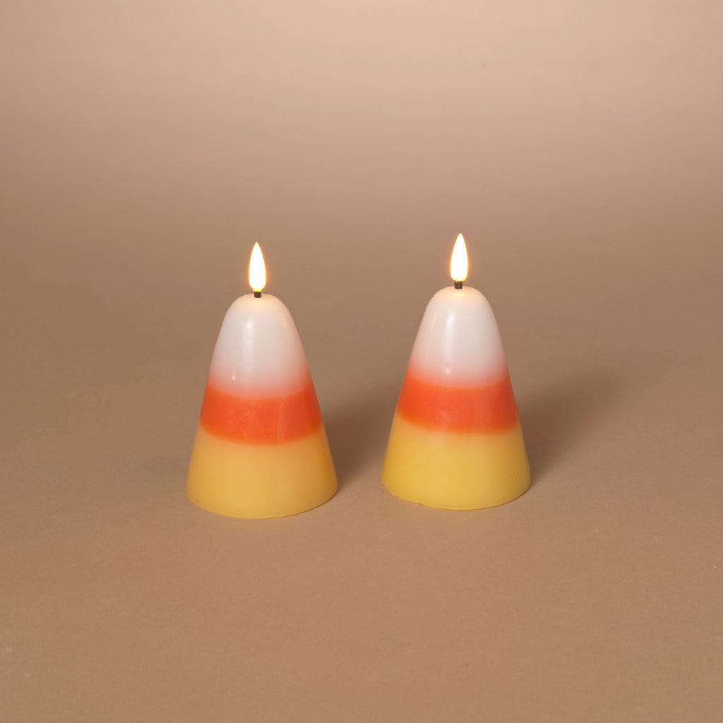 Candy Corn B/O Lighted Wax Candles - 2 Piece Set The Country Christmas Loft