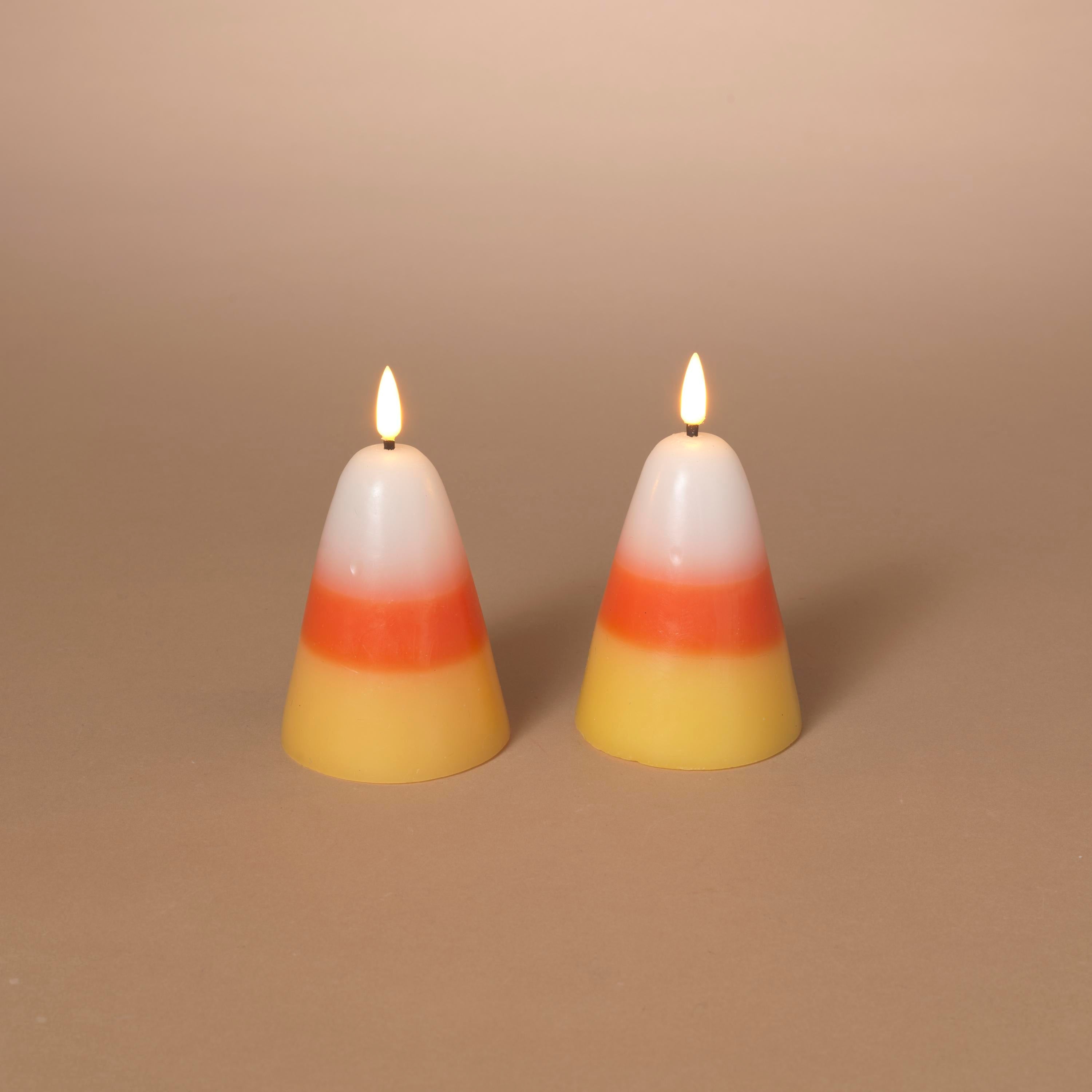 Candy Corn B/O Lighted Wax Candles - 2 Piece Set The Country Christmas Loft
