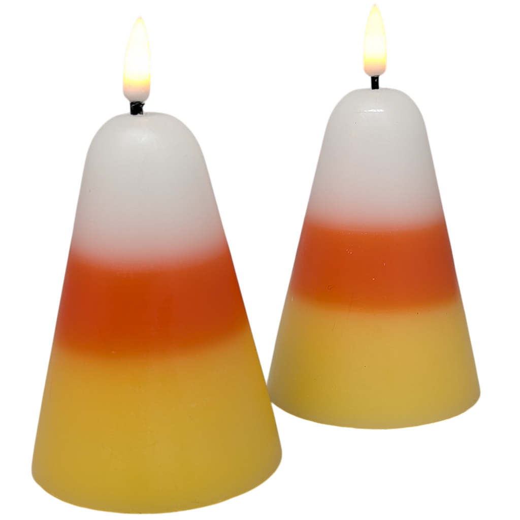 Candy Corn B/O Lighted Wax Candles - 2 Piece Set The Country Christmas Loft