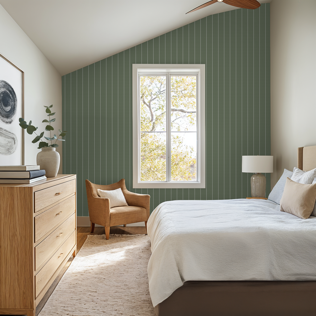 Pinstripe Dot (Green) Wallpaper WALL BLUSH