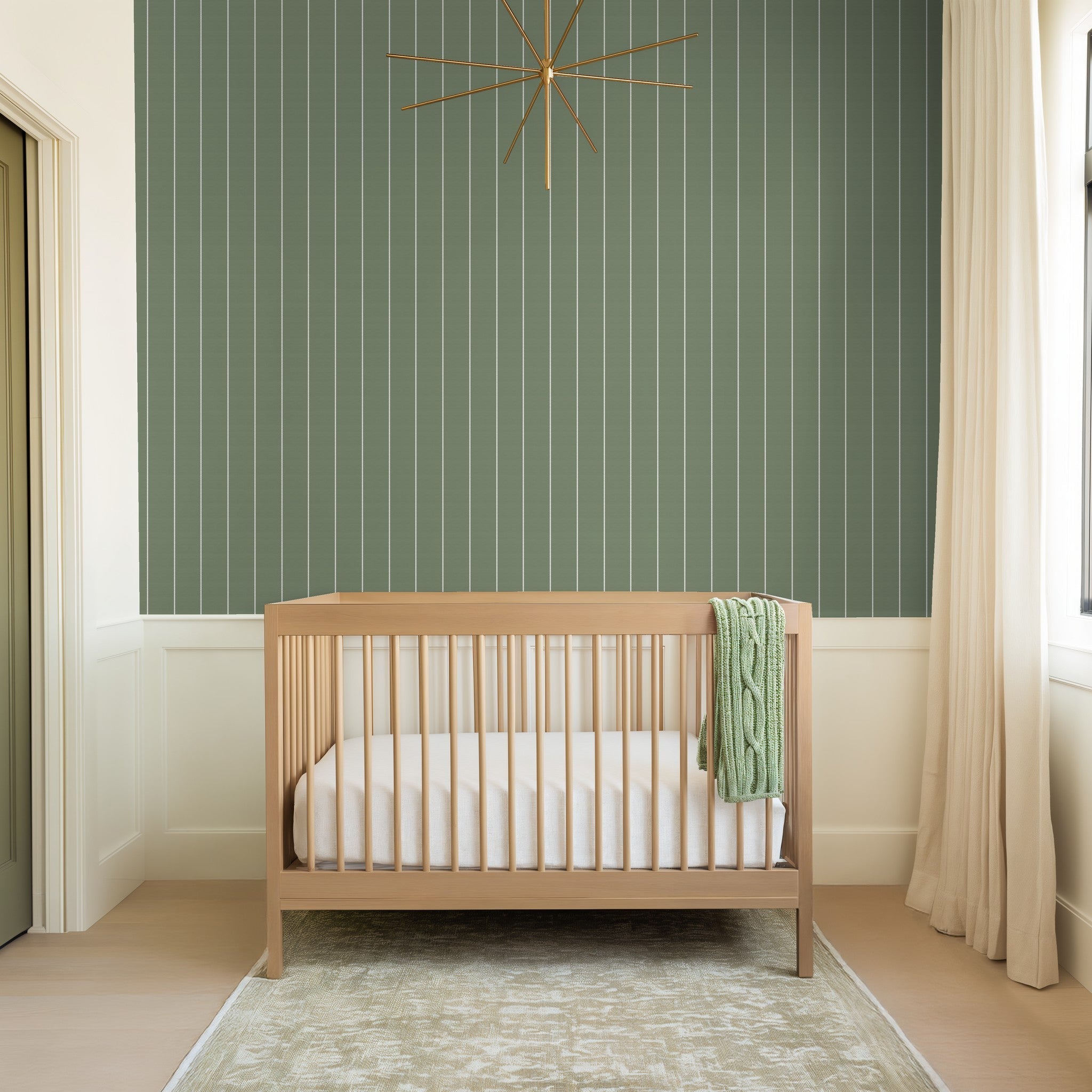 Pinstripe Dot (Green) Wallpaper WALL BLUSH