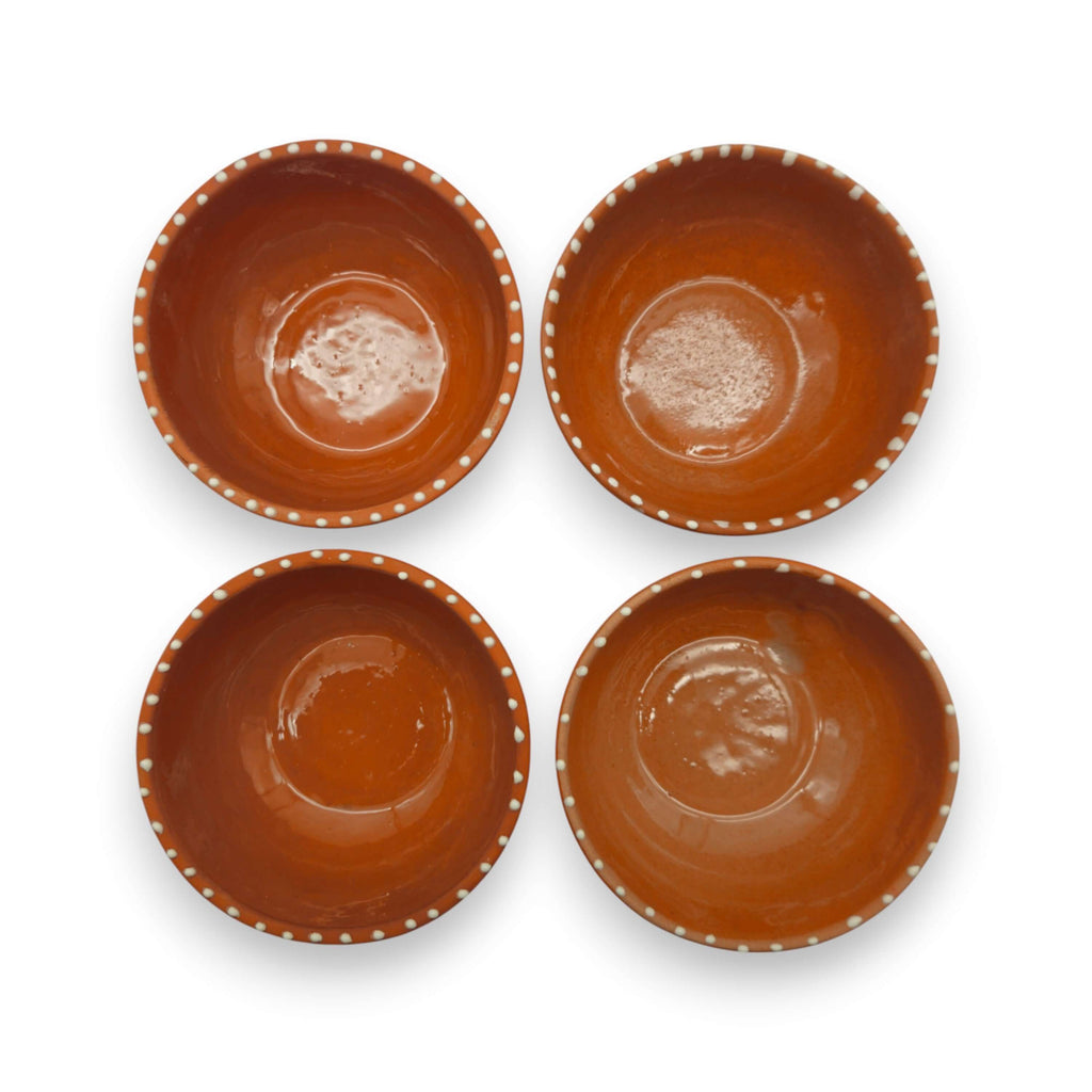 Set of 4 Handmade Brown & White Talavera Bowls | Artisan Dinnerware The Talavera Hub