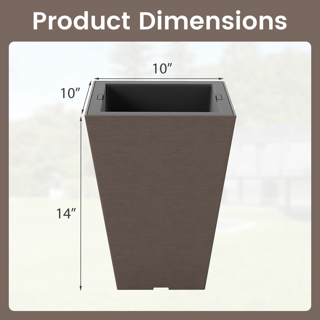 Set of 2 Square Taper Planter with Removable Inner Bucket and Optional Drainage Hole DirectDeals