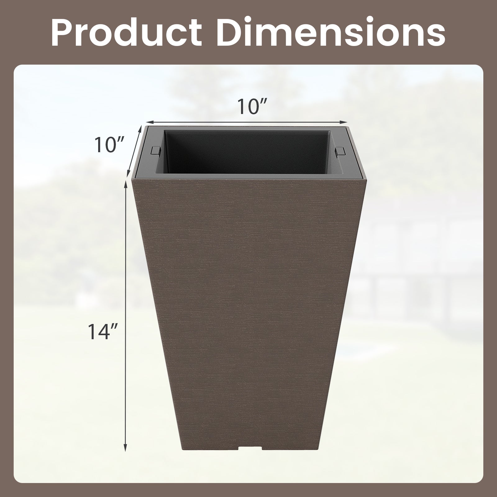 Set of 2 Square Taper Planter with Removable Inner Bucket and Optional Drainage Hole DirectDeals