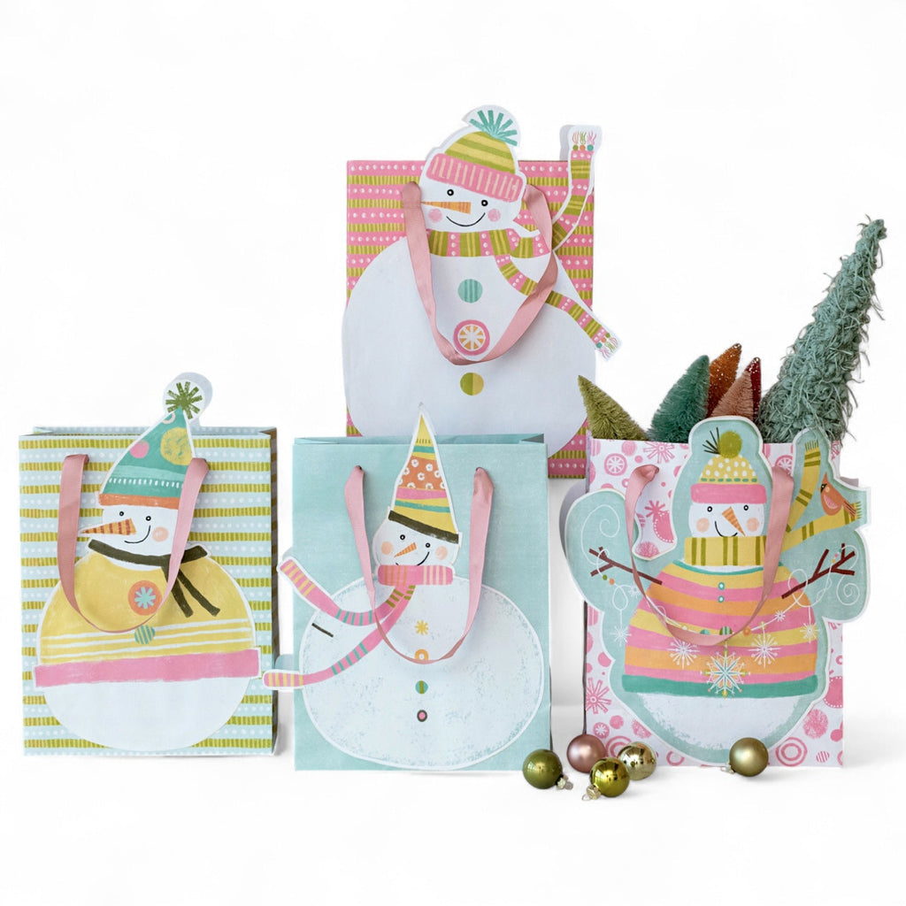 Snowman Printed Gift Bags Rust & Cinder