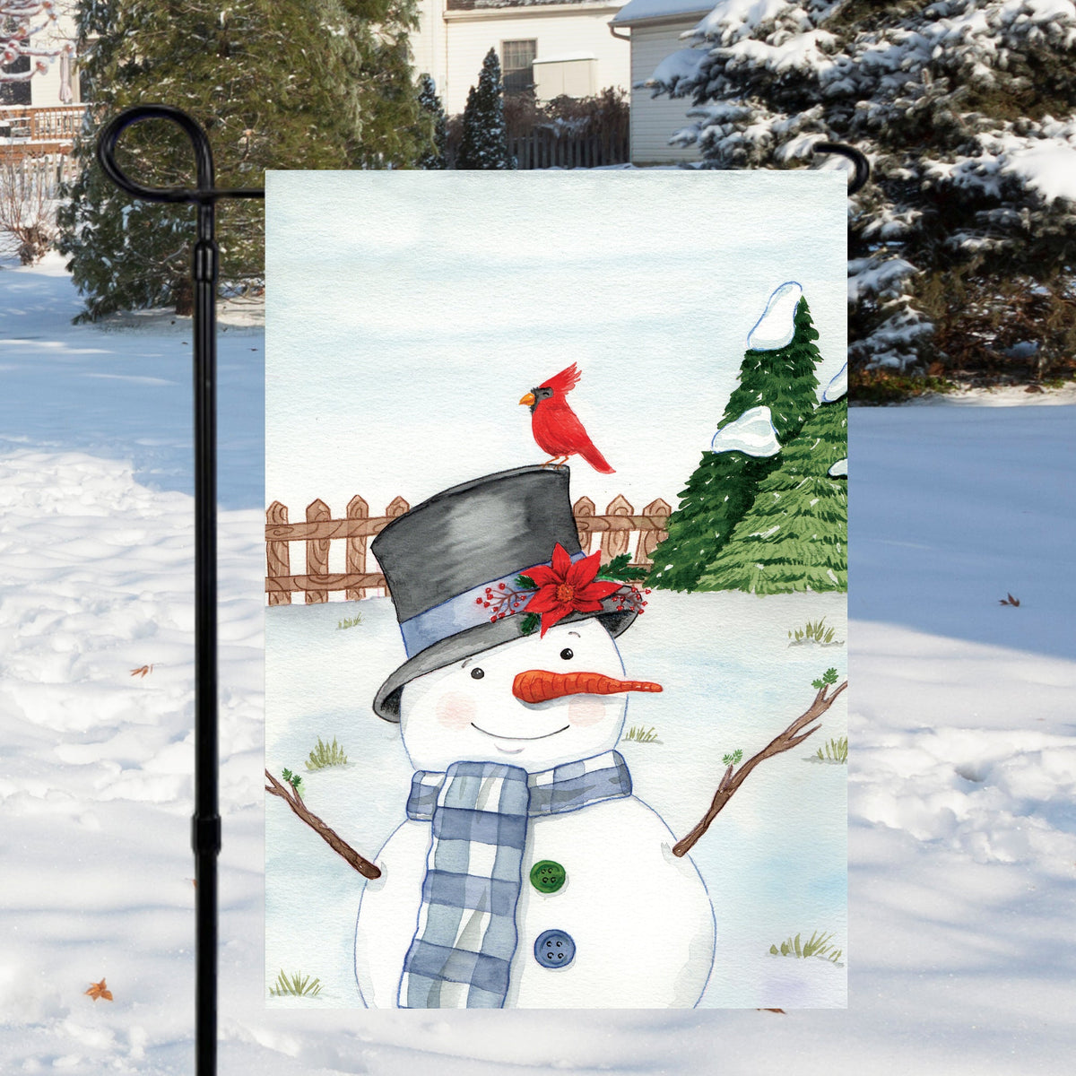 Snowman Winter Garden Flag 12x18 inch Cotton and Crate