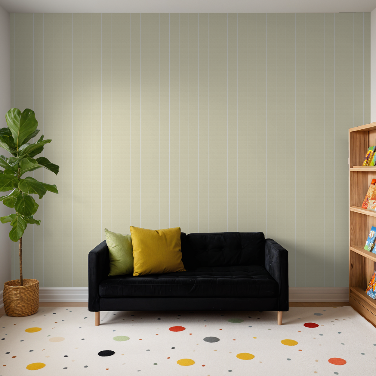Pinstripe Dot (Yellow) Wallpaper WALL BLUSH