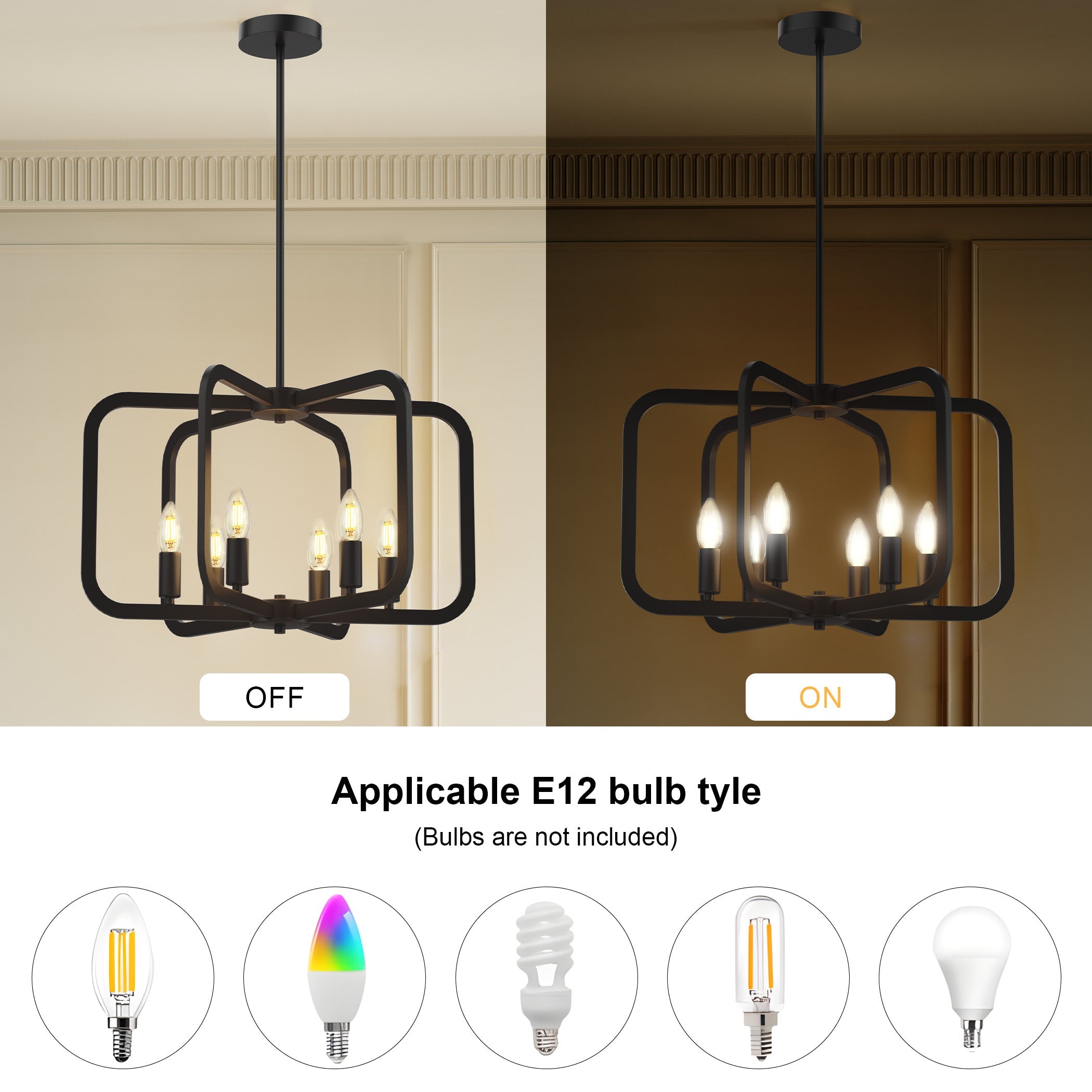 Electronic Candle Chandelier Light Fixture Farmhouse Decor