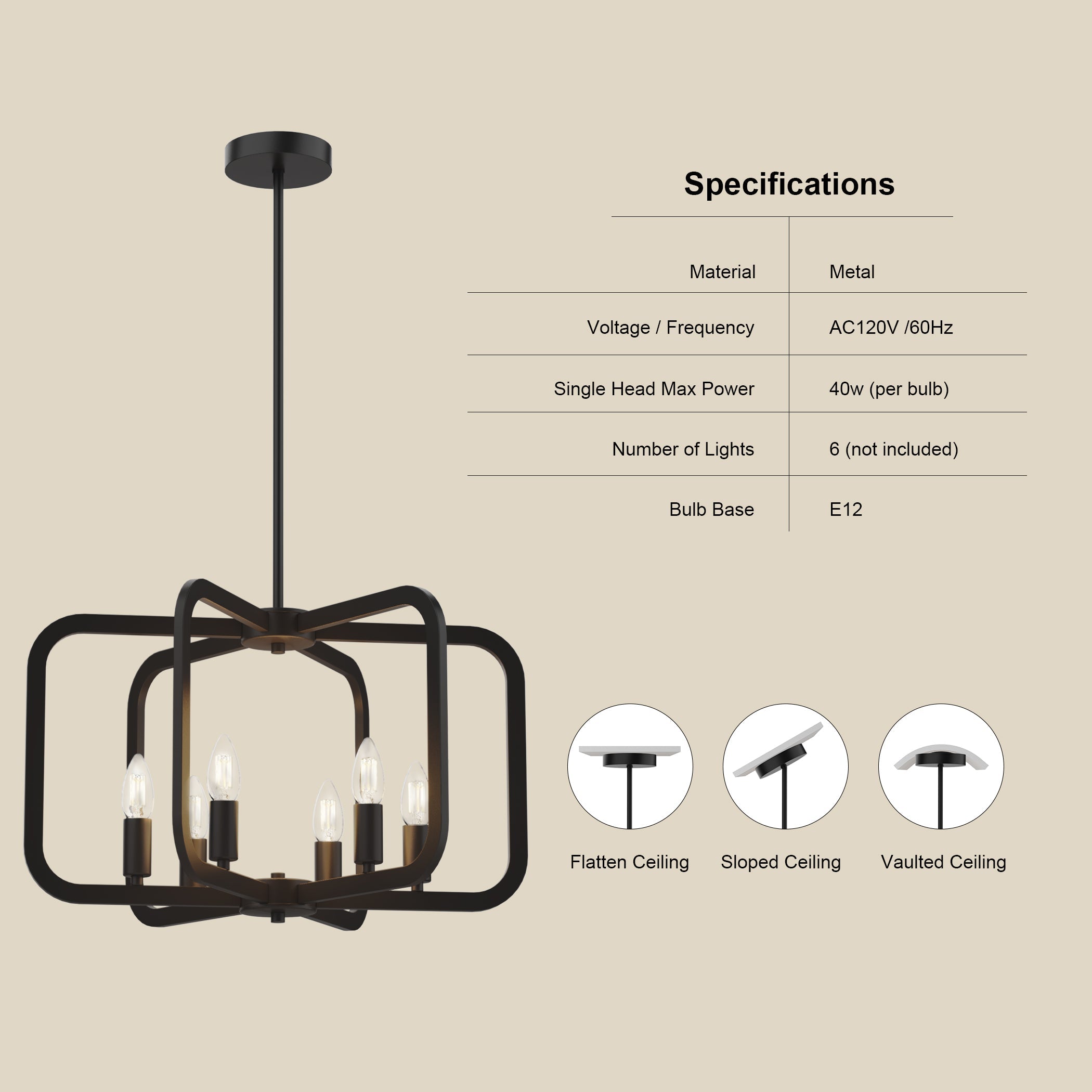 Electronic Candle Chandelier Light Fixture Farmhouse Decor