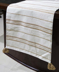 Elegant Beige off-white Embroidered Cotton Table Runner - 16"x90" Vibhsa