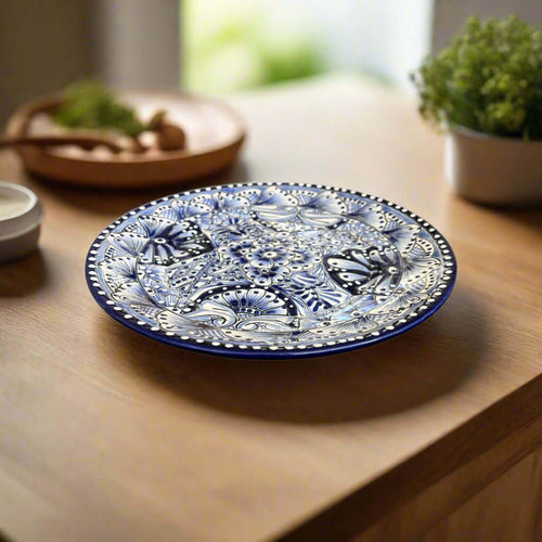 10" Talavera Blue & White Dinner Plate | Mexican Dinnerware The Talavera Hub