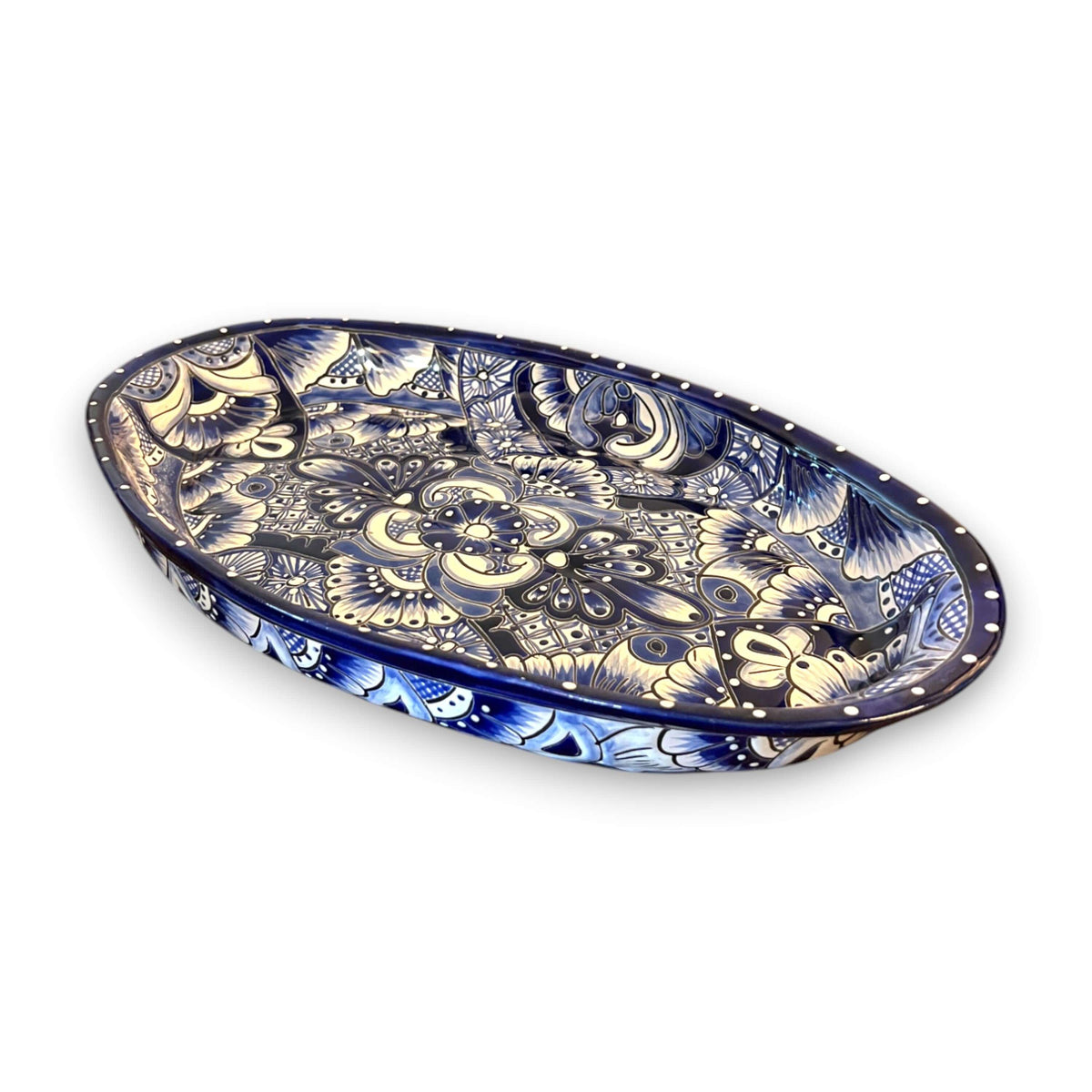 Talavera Oval Serving Platter | Blue & White Mexican Kitchenware The Talavera Hub