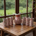 Talavera Brown & White Drinkware Set | Handmade Pitcher & Cups The Talavera Hub