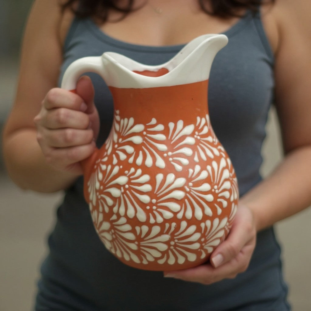Talavera Brown & White Drinkware Set | Handmade Pitcher & Cups The Talavera Hub