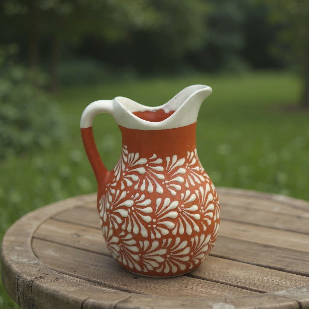Talavera Brown & White Drinkware Set | Handmade Pitcher & Cups The Talavera Hub