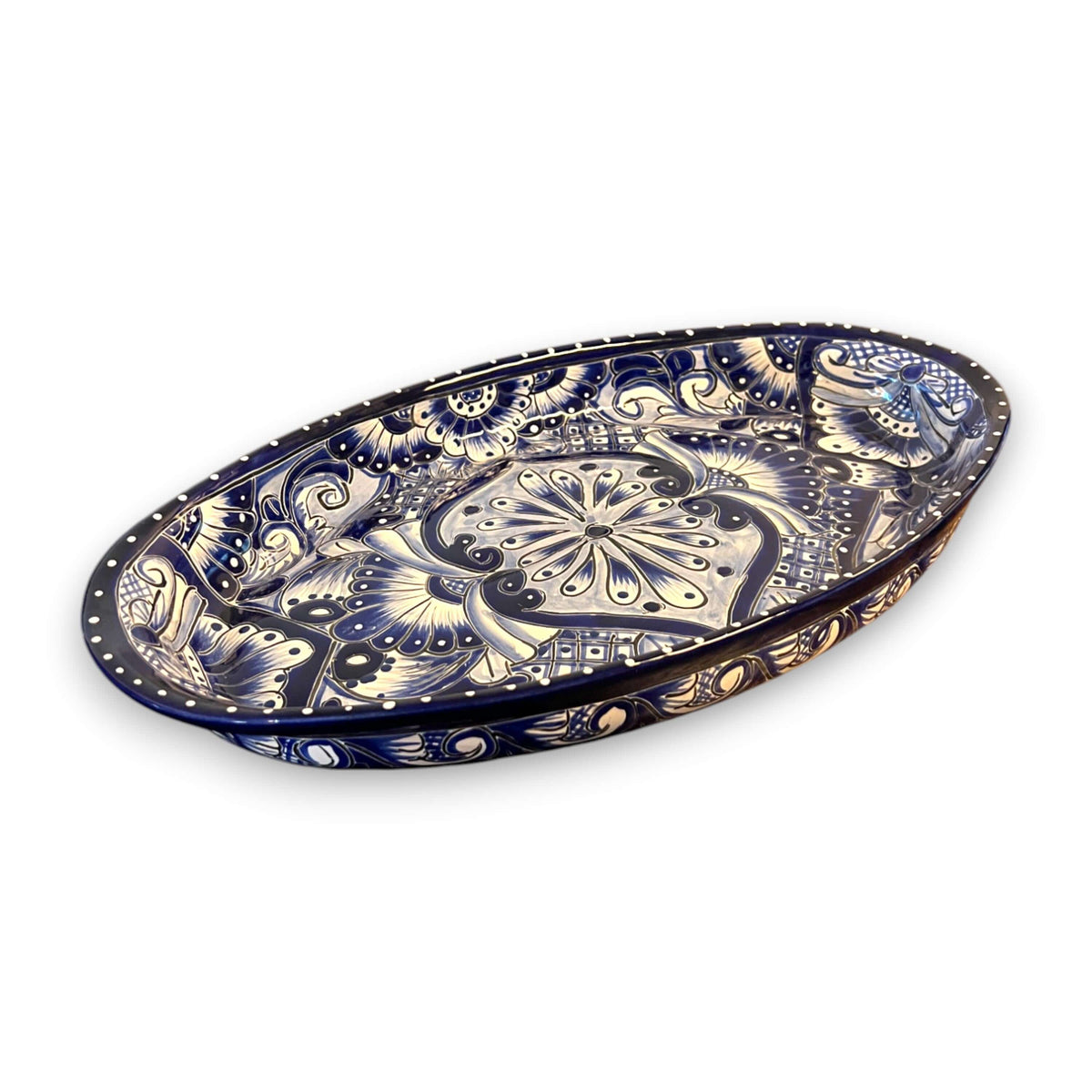 Talavera Oval Serving Platter | Blue & White Mexican Kitchenware The Talavera Hub