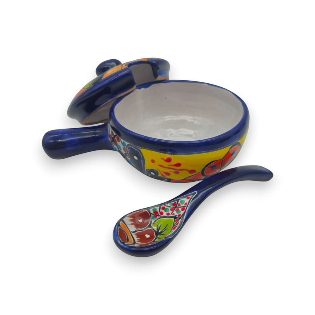 Talavera Salsa Bowl with Lid | Hand-Painted Ceramic Salsera The Talavera Hub
