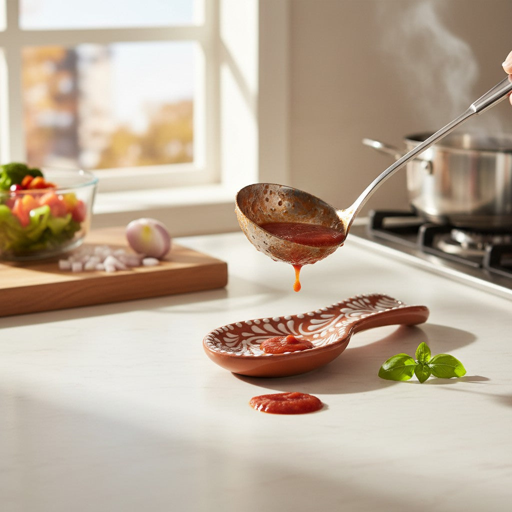 Talavera Spoon Rest | Brown & White Handcrafted Design The Talavera Hub