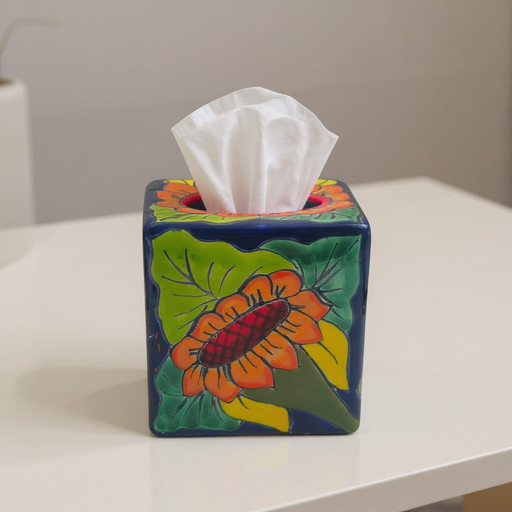 Talavera Sunflower Tissue Box | Hand-Painted Ceramic Decor The Talavera Hub
