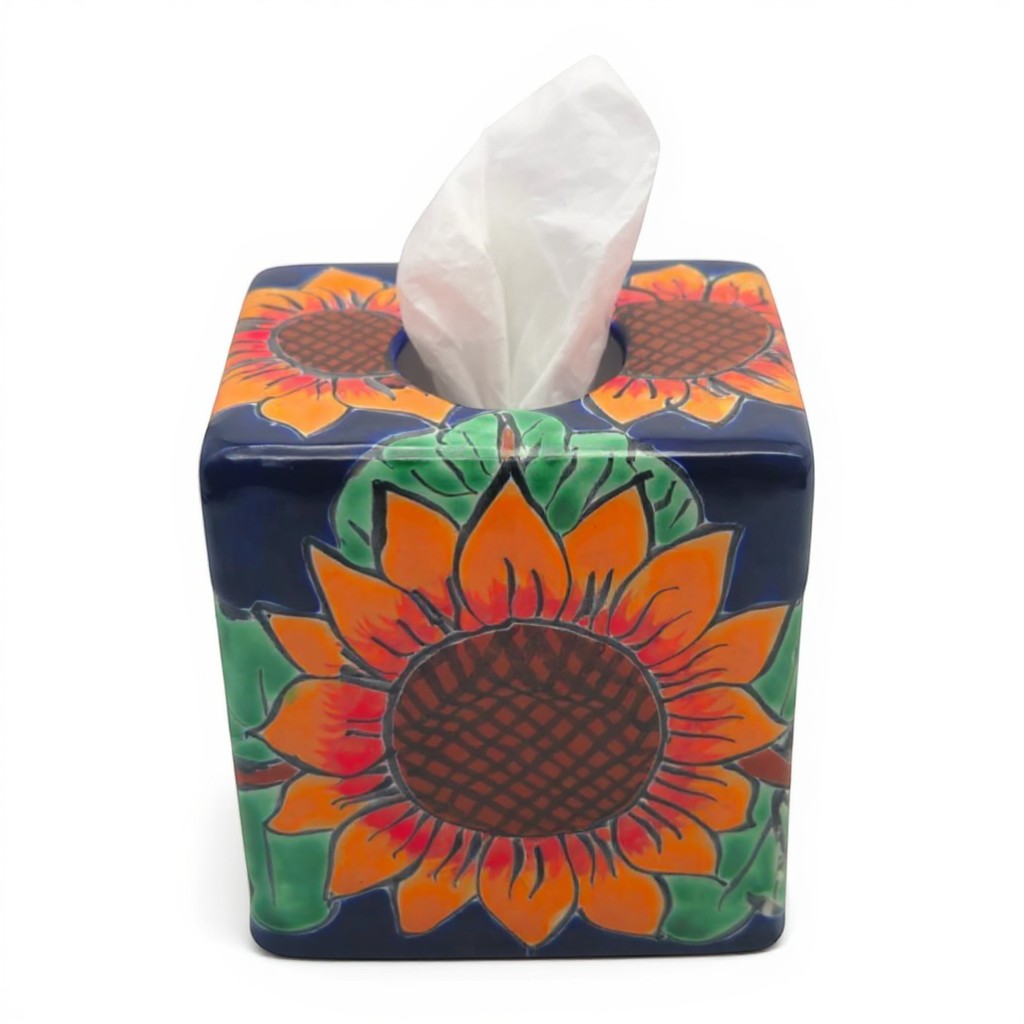 Talavera Sunflower Tissue Box | Hand-Painted Ceramic Decor The Talavera Hub