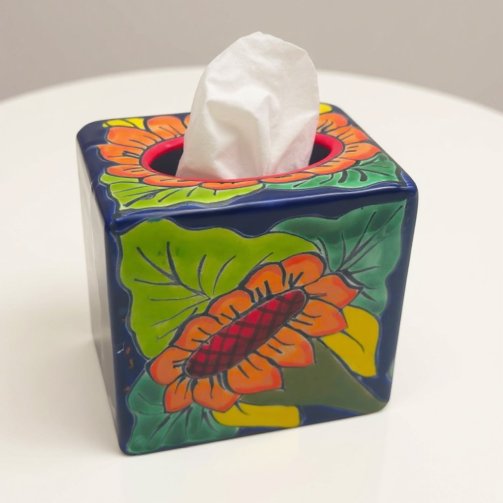 Talavera Sunflower Tissue Box | Hand-Painted Ceramic Decor The Talavera Hub