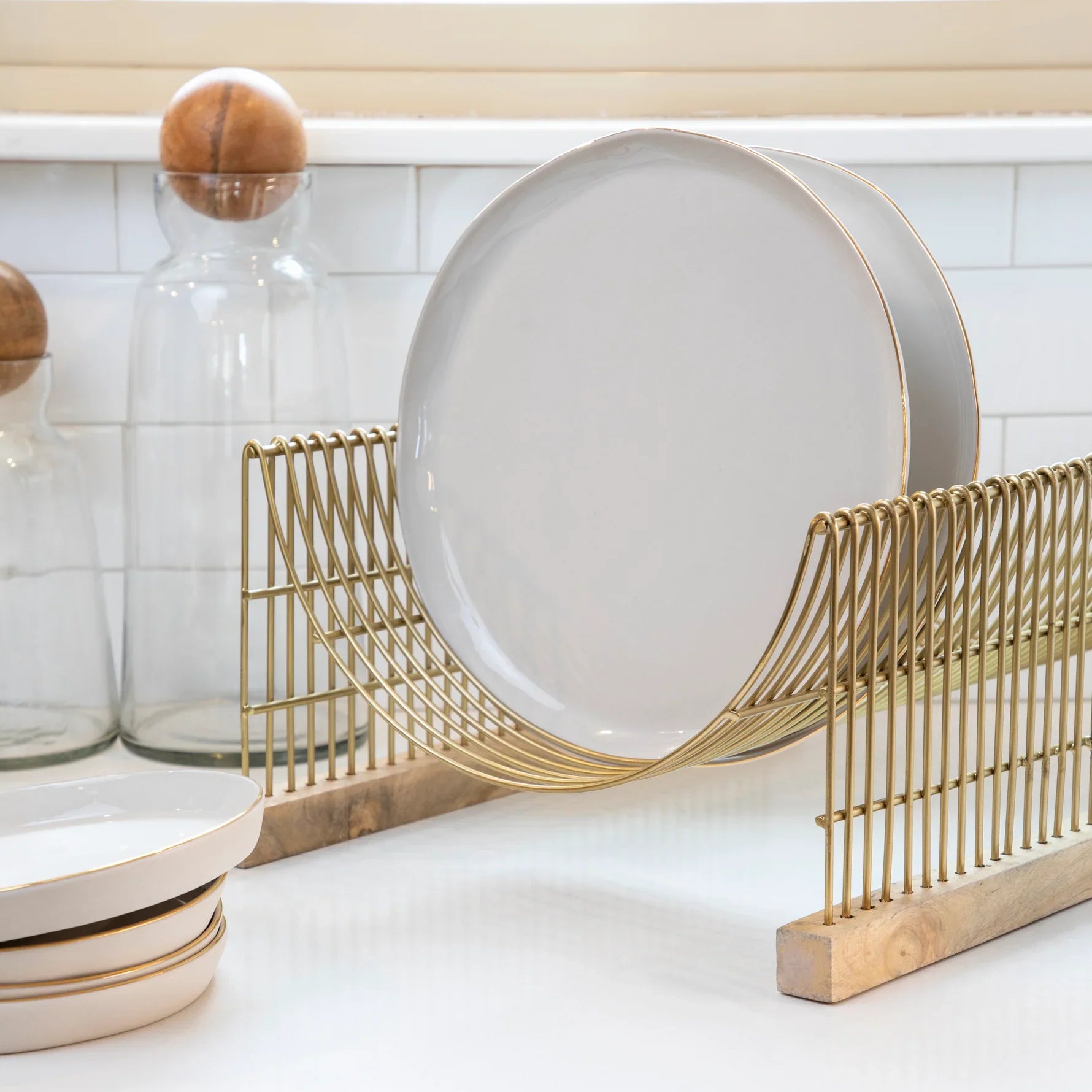 Leo Dish Drying Rack Tea + Linen