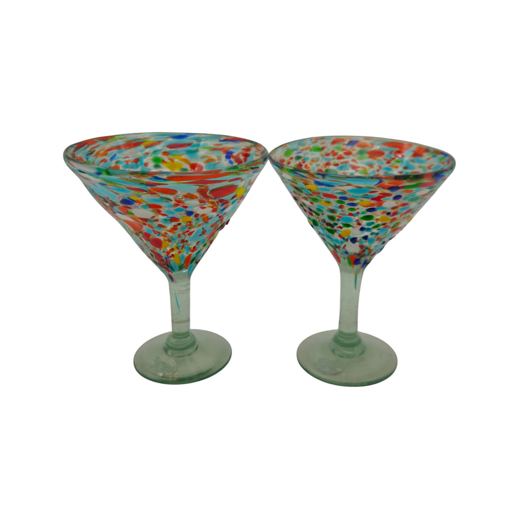 Confetti Pebbled Martini Glass | Hand-Blown Mexican Barware The Talavera Hub