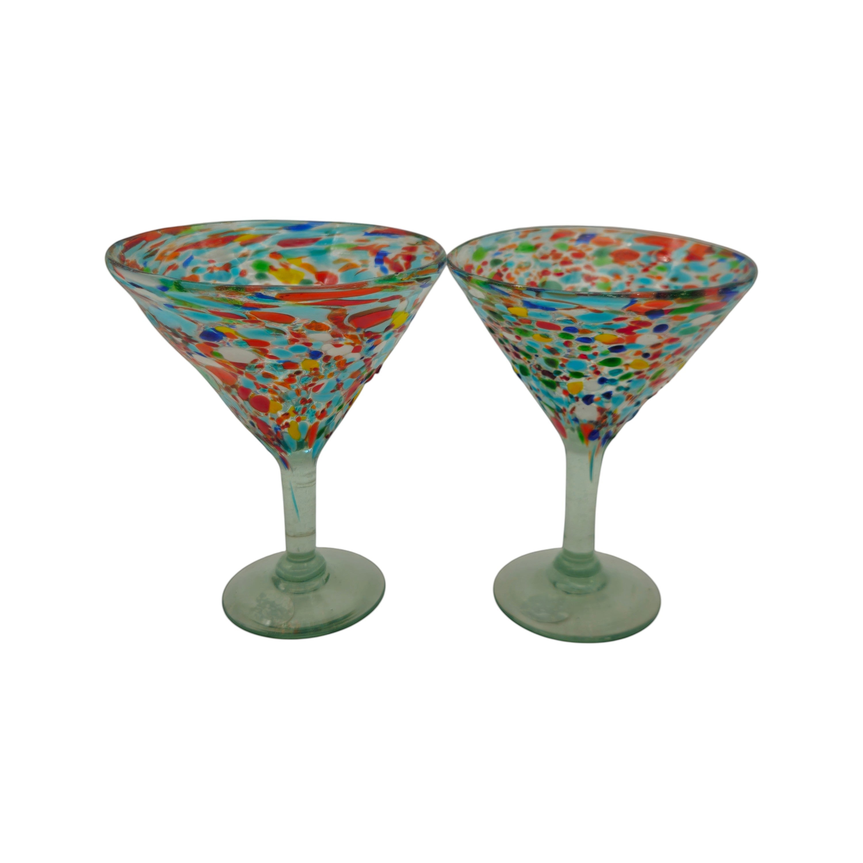 Confetti Pebbled Martini Glass | Hand-Blown Mexican Barware The Talavera Hub