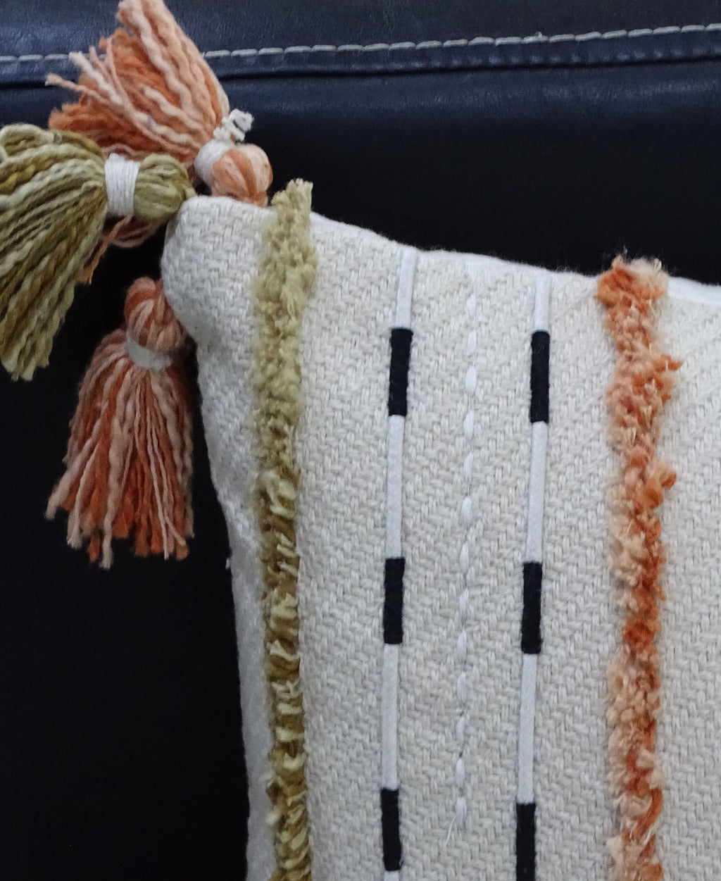 Handwoven Throw Pillow with Fringes 14"X 24" Vibhsa