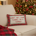 "Don't Get Your Tinsel In A Tangle" with Polka Dots Pattern Cotton Lumbar Pillow Branches Designs