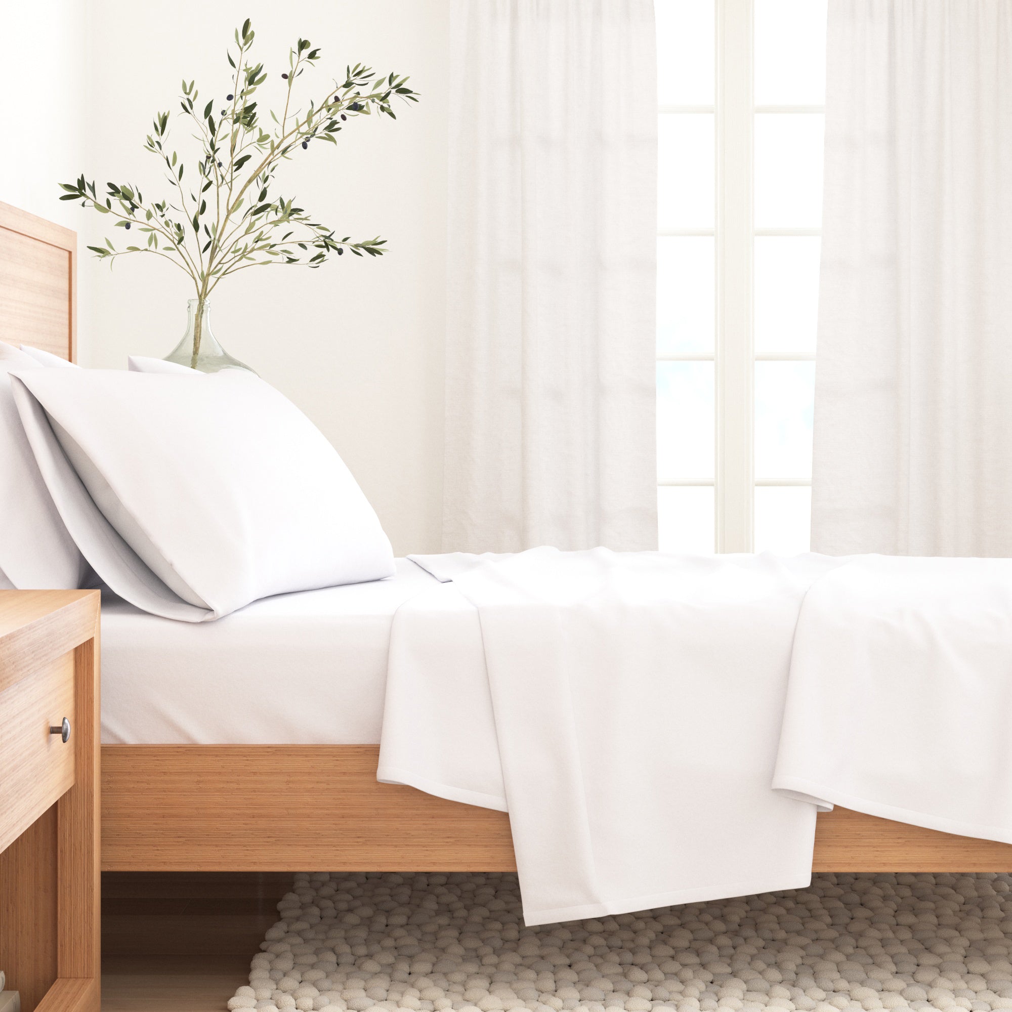 Cotton Solid Flannel Sheet - Nordic Collection Great Bay Home
