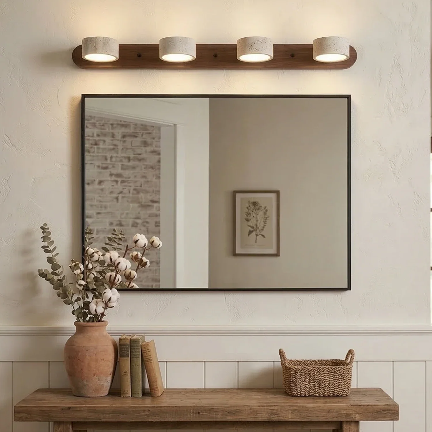 Travertine Duo Wood Wall Light
