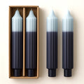 Blue Two-Tone Pleated Taper Candles | Set of 2 Rust & Cinder