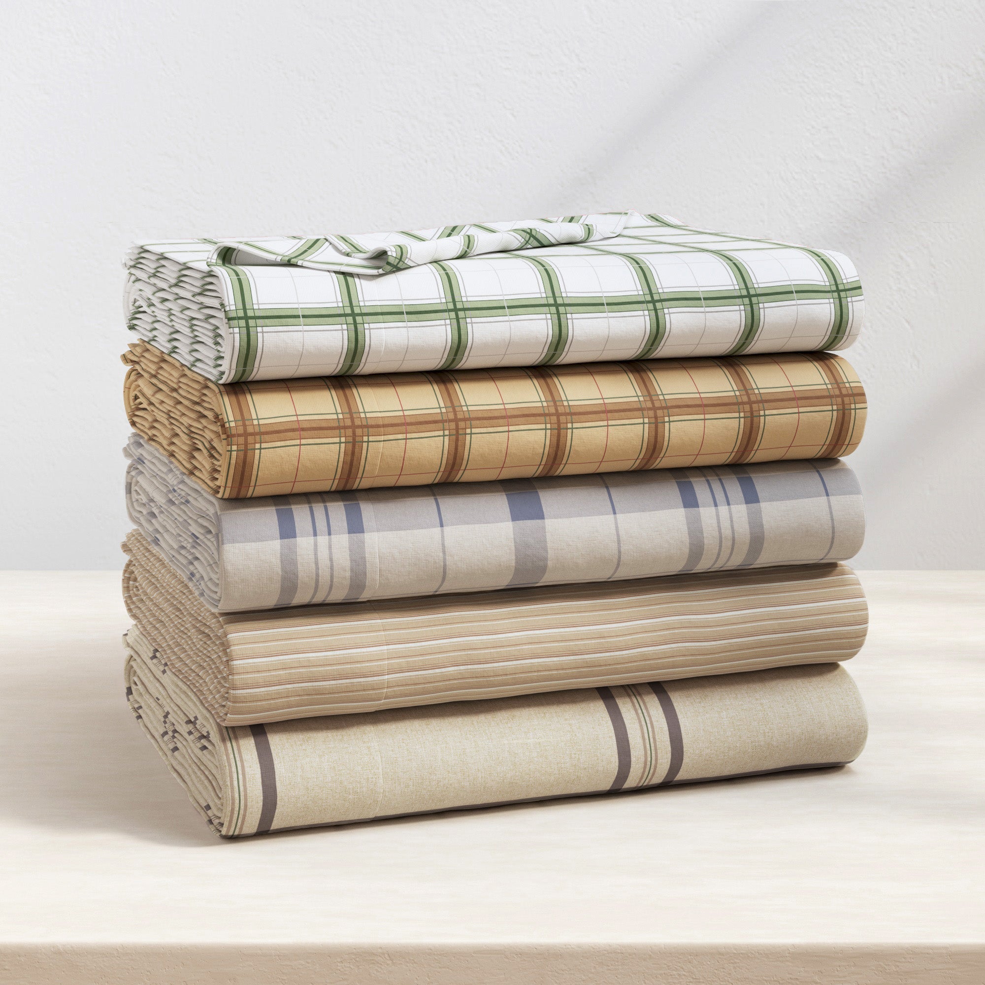 Turkish Cotton Flannel Sheet Set - Plaid & Stripe Collection Great Bay Home