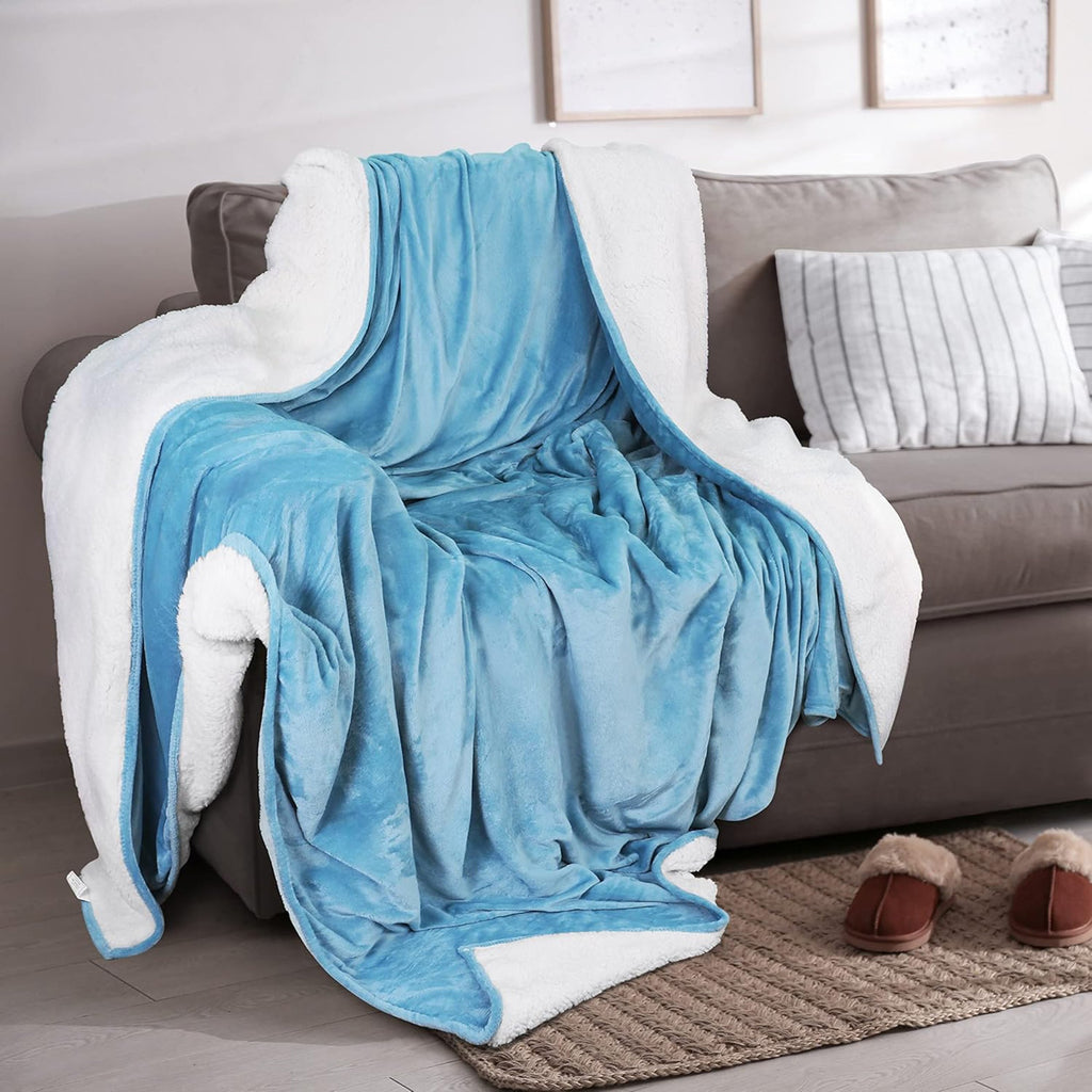 Velvet Plush Sherpa Bed Blanket - Sherpa Fleece Collection Great Bay Home