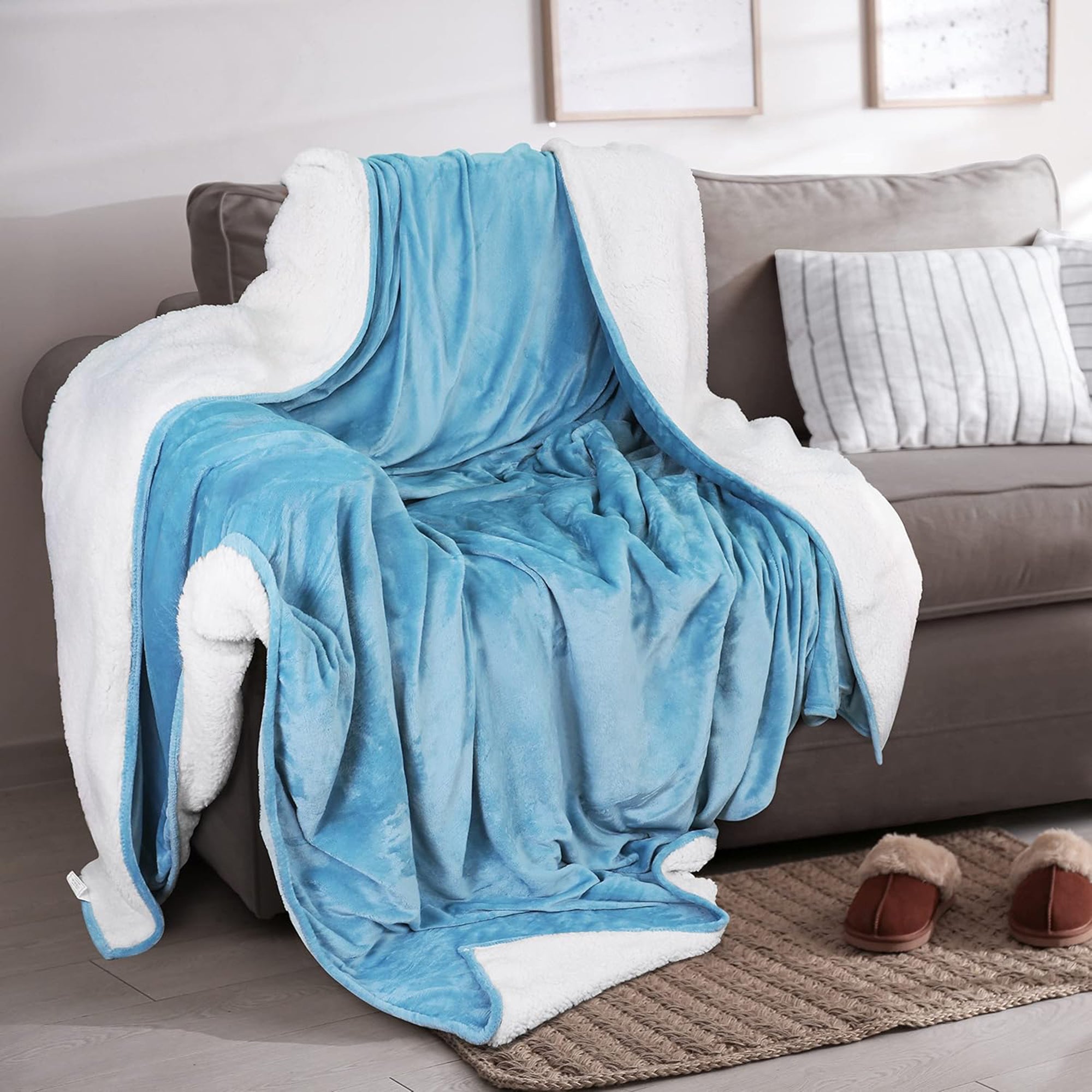 Velvet Plush Sherpa Bed Blanket - Sherpa Fleece Collection Great Bay Home